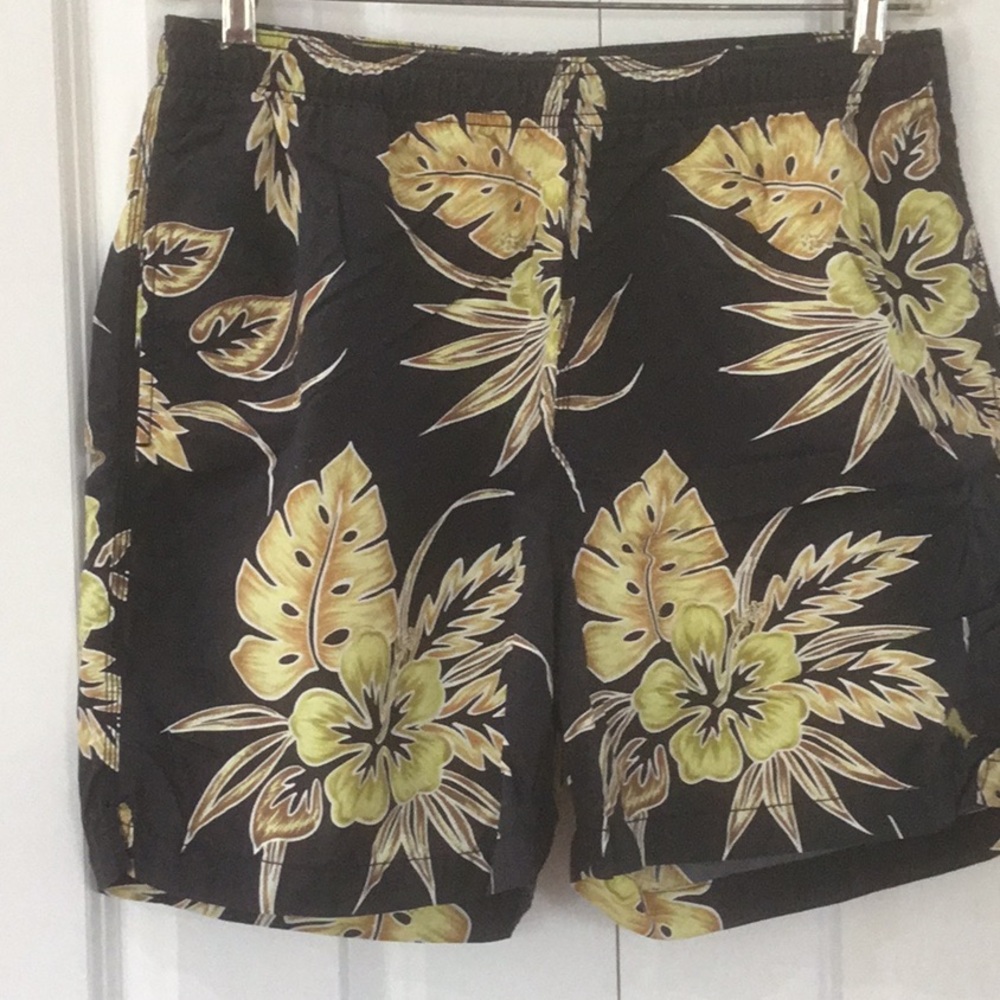 Tommy Bahama Relax SwimTrunks - Black w/Palm Leaves - Sz M - EXCELLENT CONDITION
